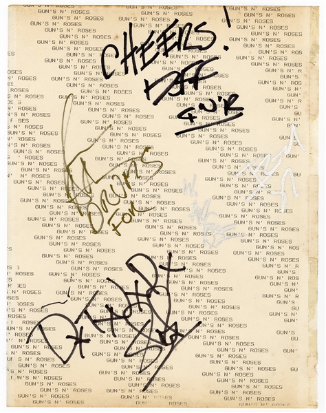 Guns N Roses Original "Classic" Line-Up Signed GNR Document (JSA)