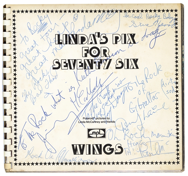 Paul McCartney & Wings Signed "Lindas Pix for Seventy Six" Datebook With Paul McCartney Incredible “Rocky Mountain High” Inscription (JSA & REAL)