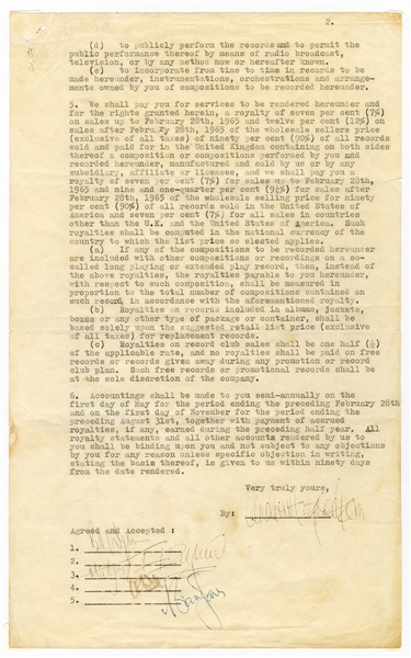 The Rolling Stones First Recording Contract, Signed in 1963 - Signed with Andrew Loog Oldham (JSA & REAL)