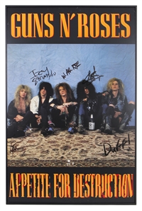 Guns N Roses Very Rare Signed "Appetite for Destruction" Debut Album Over-Sized Promotional Poster Display (REAL)