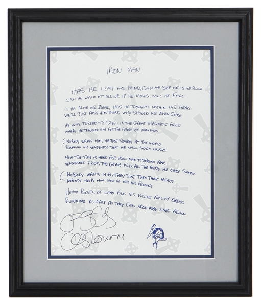 Ozzy Osbourne Signed “Iron Man” Lyric Sheet Print (REAL)