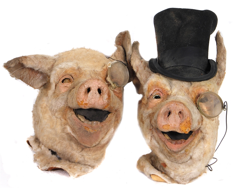 Bob Flanagan Original Twisted Puppet Theater Screen Used Pig Puppets