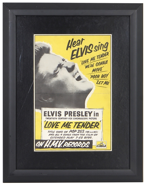 Elvis Presley Incredibly Rare Original "Love Me Tender" Promotional U.K. Poster