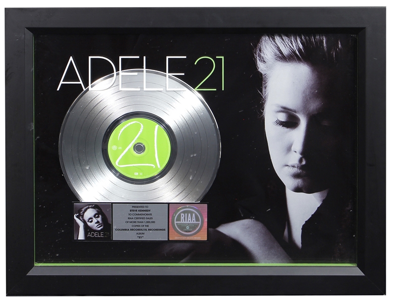 Adele “21” RIAA Certified Sales Award