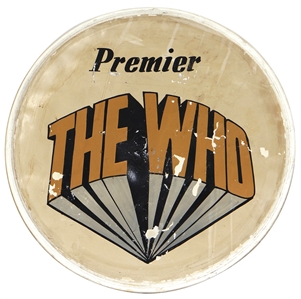 The Who Keith Moon Used Bass Logo Drumhead from Prototype Kit for Pictures of Lily Premiere (RGU)