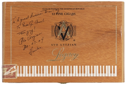 President George Bush Owned & Used Cigar Box Signed & Inscribed by Avo Uvezian