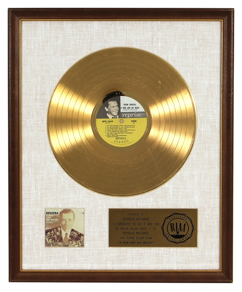 Frank Sinatra “A Man and his Music” RIAA White Matte Gold Album Award Presented to Reprise Records