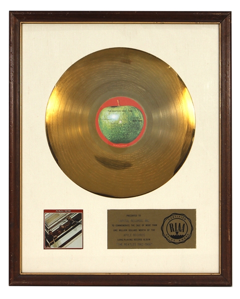 The Beatles “The Beatles 1962-1966” RIAA White Matte Gold Album Award Presented to Capitol Records INC