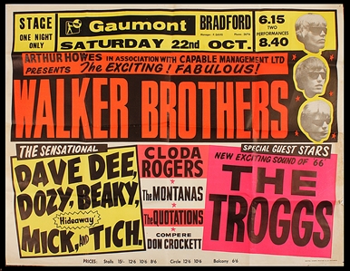 Walker Brothers/The Troggs Original Gaumont Theatre Over-Sized One Sheet Concert Poster