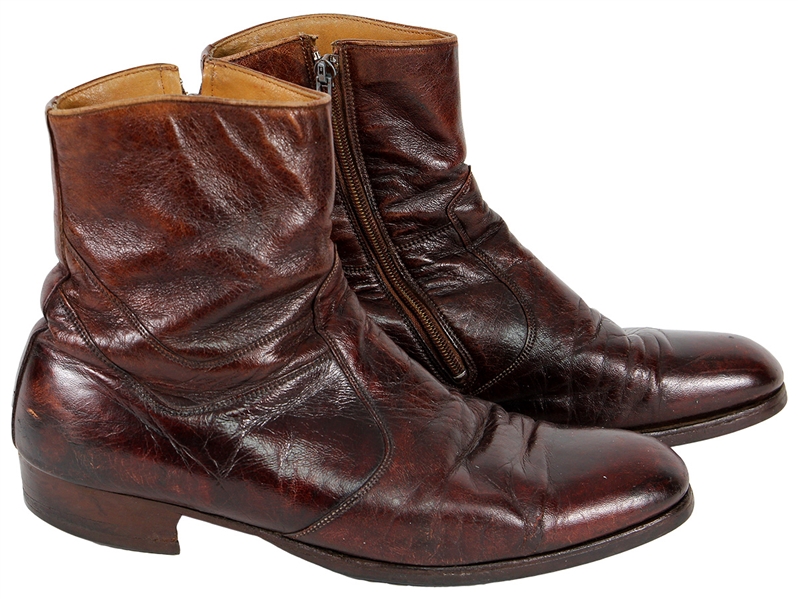 Elvis Presley 1970s Owned and Worn Brown Leather Boots