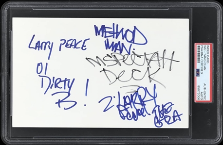 Wu-Tang Clan Vintage Signed Index Card - Featuring Ol Dirty Bastard & Method Man (PSA/DNA Encapsulated)
