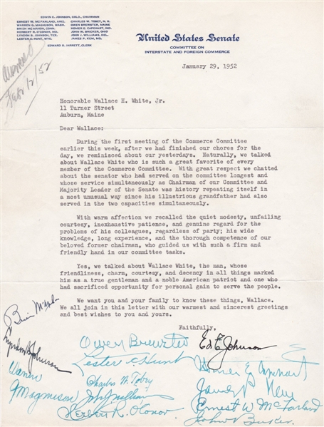 Lyndon B. Johnson and Commerce Committee Members Signed 1952 Letter