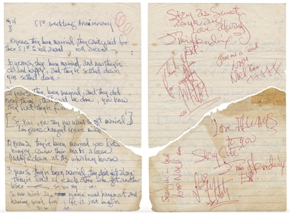 Jimi Hendrix Experience "51st Anniversary" Handwritten Lyrics With Two Sets Of Autographs (REAL)