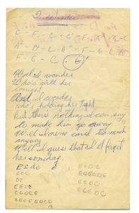 Neil Young Early 1960s Handwritten Lyrics To Various Songs Including His First Ever Recorded Song "I Wonder" (REAL) 