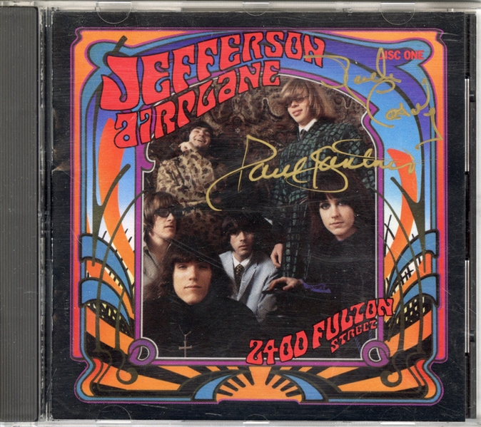 Jefferson Airplane Paul Kantner & Jack Casady Signed “2400 Fulton Street” CD Cover