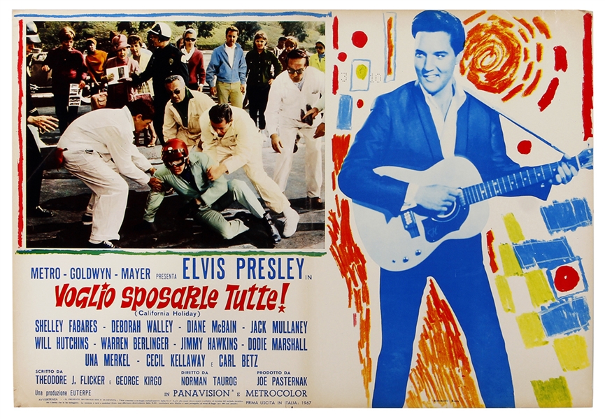 Elvis Presley Very Rare "Voglio Sposarle Tutte!" Original Italian Movie Poster (Spinout)