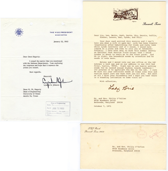 Lyndon B. Johnson and Lady Bird Johnson Signed Letters