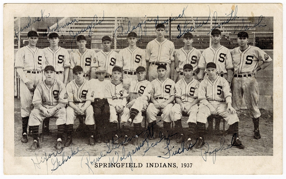 1937 Springfield Indians Team Signed Original Photograph - Twice Signed by Frank "Skeeter" Scalzi