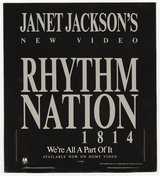 Janet Jackson Original "Rhythm Nation 1814" Promotional Video Standee Display