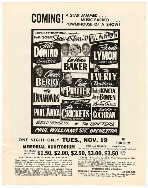 1957 Show of Stars Original Concert Flyer