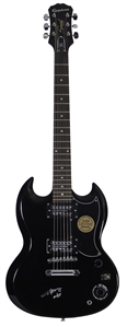 AC/DC Angus Young Signed Black Epiphone Guitar (REAL)