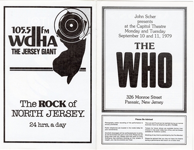 The Who Original 1979 Capitol Theatre Concert Program