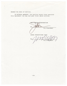 Jim Morrison Signed Elektra Records Contract (JSA & REAL)