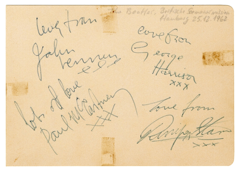 The Beatles Signed Cut - Signed at Hamburg On 12/25/1962 (REAL)