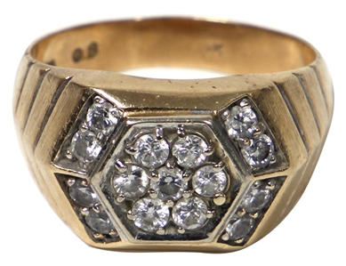 Elvis Presley Owned & Worn 14kt Gold Diamond Ring (15 Small Diamonds)