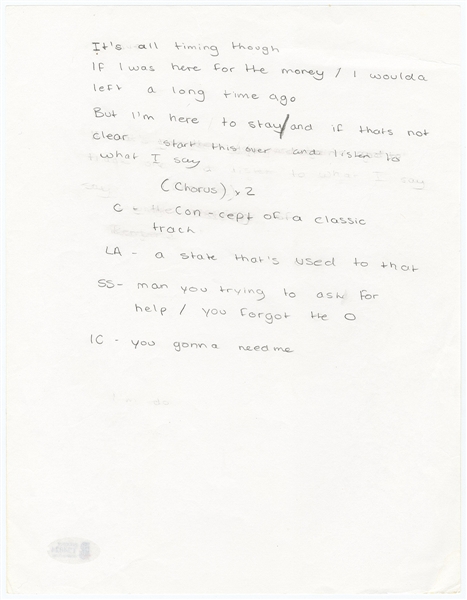 Drake Handwritten Unreleased Lyrics (Beckett)