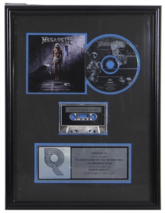 Megadeth “Countdown to Extinction” RIAA Certified Platinum Sales Record Award