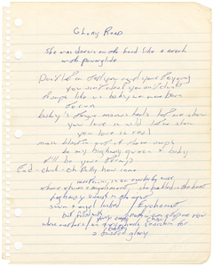 Bruce Springsteen Original 1st Draft Working Handwritten “Born to Run” Lyrics (JSA & REAL)