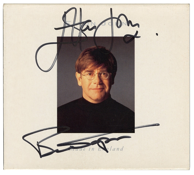 Elton John & Bernie Taupin Signed “Made in England” CD Cover (REAL)