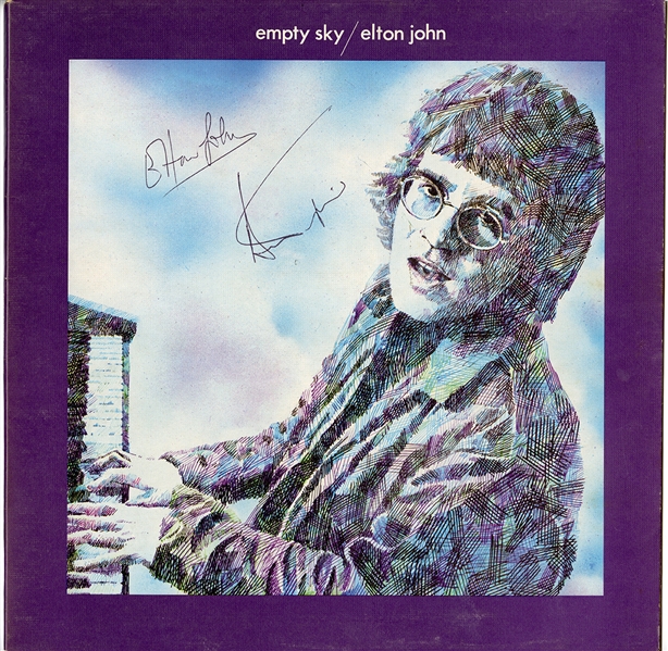 Elton John & Bernie Taupin Signed “Empty Sky” Album (REAL)