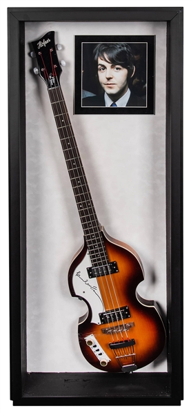 Paul McCartney Signed Hofner Bass Custom Display - 21 x 48 x 6 (JSA)