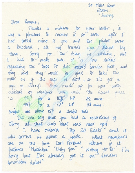 Led Zeppelin Jimmy Page Signed 1962 Handwritten Letter - When Jimmy Was Only 18 - Discussing Buying His Fender Amp and Gibson Guitar (REAL)