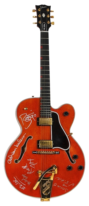 David Bowie 1990 Played & Band Signed Gibson Guitar During “Sound + Visions” Tour (JSA & REAL)