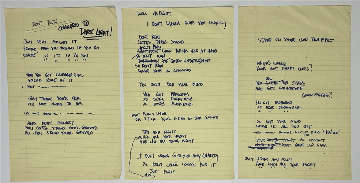 KISS Ace Frehley Dont Run Dark Light Demo Song Handwritten Lyrics Music From The Elder 1981 formerly owned by Ace Frehley