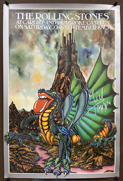 Mick Jagger Signed Rolling Stones Cardiff And Pembroke Castles 1973 Concert Poster (REAL)