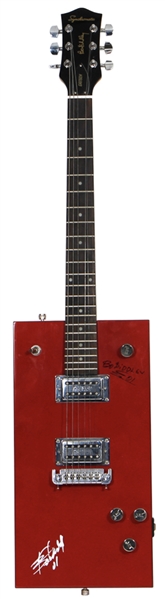 Bo Diddley Owned, Played & Twice Signed Signature Model Red Cigar Box Guitar (RGU)