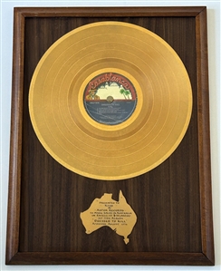 KISS Dressed To Kill Gold Record Award Australia Astor Records Blue Label Spindle presented to KISS - Formerly Owned by Ace Frehley