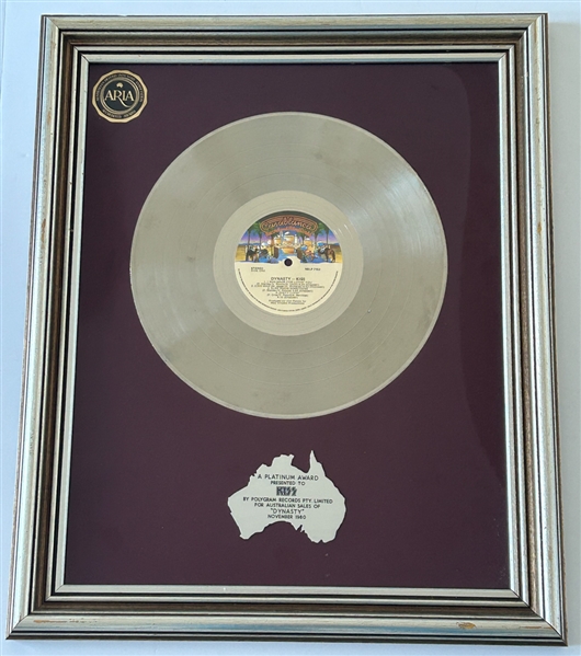 KISS Dynasty Gold Record Award Australia Polygram Records presented to KISS - Formerly Owned by Ace Frehley