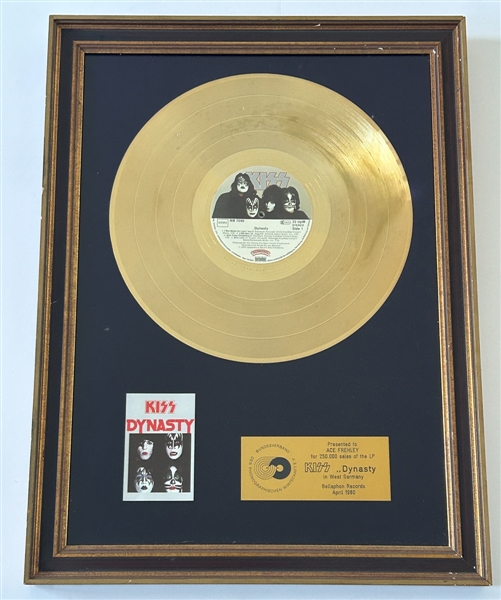 KISS Dynasty Gold Record Award West Germany Bellaphon Records Presented to Ace Frehley