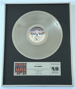 KISS Alive 2 Platinum Record Award Canada Polydor Records Presented to Ace Frehley