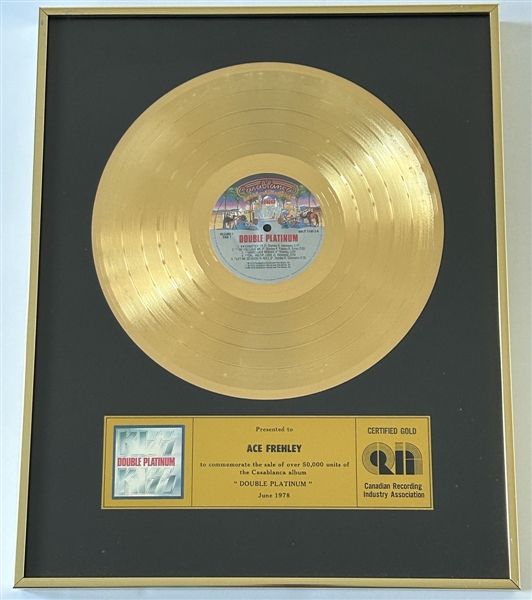 KISS Double Platinum Gold Record Award Canada Casablanca Polygram Records Presented to Ace Frehley