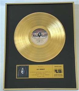 KISS Ace Frehley 1978 Solo Album Gold Record Award Canada Casablanca Polygram Records Presented to Ace Frehley