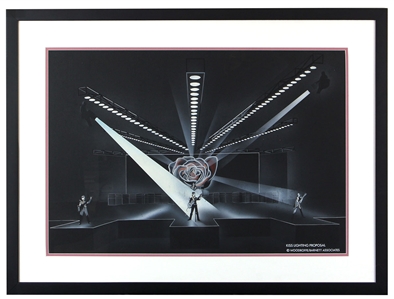 KISS Music From The Elder 1981 Concert Tour Concept Art for the UNDER THE ROSE Concert Stage Set Framed from the 2001 Official Kiss Auction