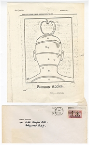 John Lennon & Yoko Original “Summer Apples” Picture of Head with Bullets and Apple with Original Annotated Envelope