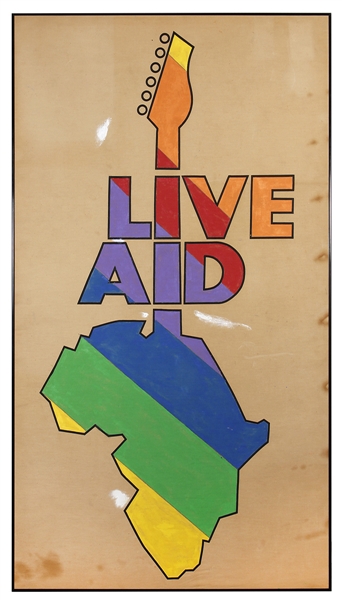 LIVE AID 7/13/1985 Original Painting With Logo Used In TV Broadcast of Iconic Concert