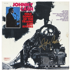 Johnny Cash Signed “Folk Songs of the Trains and Rivers” Album (REAL)